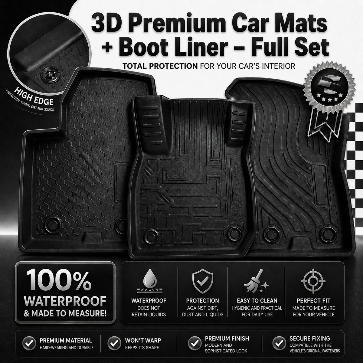 3D premium car mats and boot liner full set